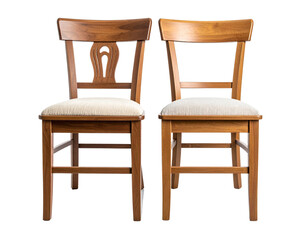 Two Variations of Minimalist Wooden Chairs for Dining Room – isolated on transparent background