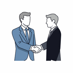 Fototapeta premium Business handshake illustration of two faceless business people shaking hands, isolated on white. Business handshake signifies agreement, deal closing, partnership and successful negotiations.