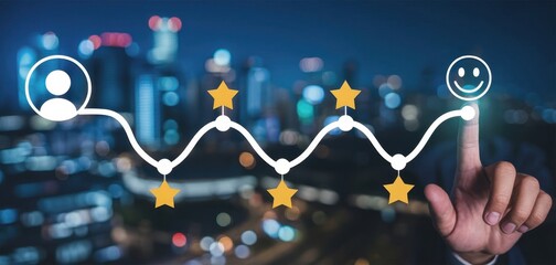 Customer Satisfaction Journey: A visual representation of the customer experience, depicting the steps and stages of the customer journey, with the goal of achieving customer satisfaction.