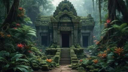 Ancient temple in a lush jungle
