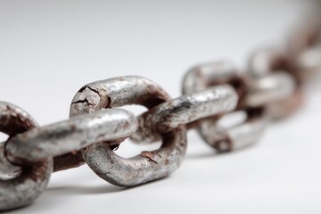 Obraz premium Close-up of a weathered metal chain showcasing rust and wear