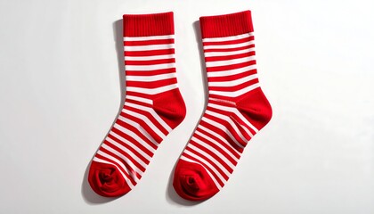 Pair of red and white striped socks
