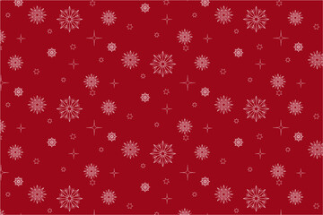 Snowflakes pattern, winter, white snowflake on red background, vector, illustration, print for greeting cards, letters
