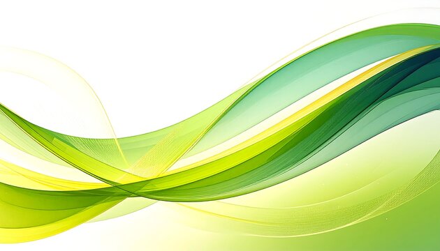 Abstract flowing curves of vibrant green and yellow hues
