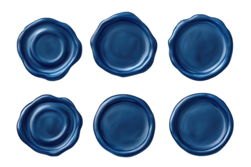 Elegant blue wax seals perfect for wine packaging and decorative uses, enhancing the classic look of any letter or gift