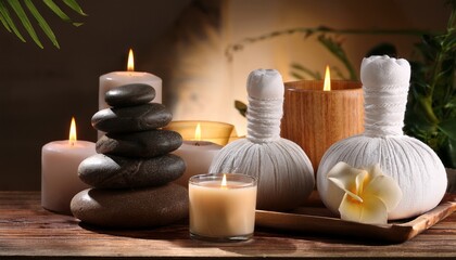 Obraz premium spa still life with aromatic candles