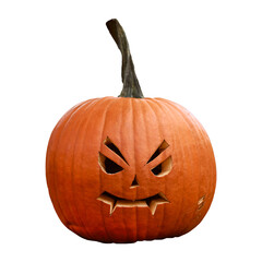 Carved Halloween Pumpkin Lantern with Spooky Grin Scary Face