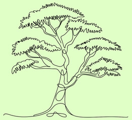 Single Line Drawing of Tree Continuous One Line Art Minimalist Nature Illustration Botanical Design