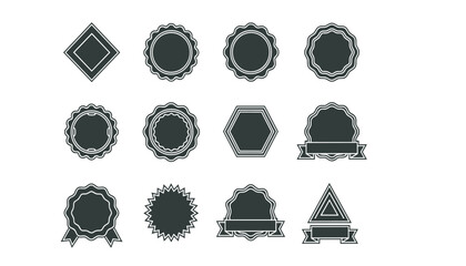Vector art of collection of twelve unique vintage and modern emblem and badge shapes