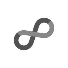 Infinity symbol in shades of gray is simple and elegant. Infinity symbol shape conveys endlessness and continuity, ideal for minimalistic designs.