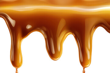 Dripping caramel sweetness creates a glossy texture that enhances the appeal of desserts and pastries in a bright kitchen environment