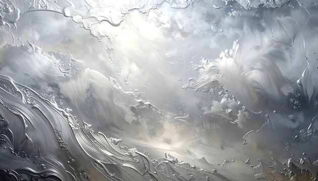 Abstract Textured Surface Artwork: Metallic, Cloudy, and Flowing Artistic Composition