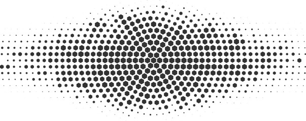 Horizontal halftone gradient texture in black and white with abstract dotted pattern and smooth geometric symmetry for modern banner wallpaper and poster design