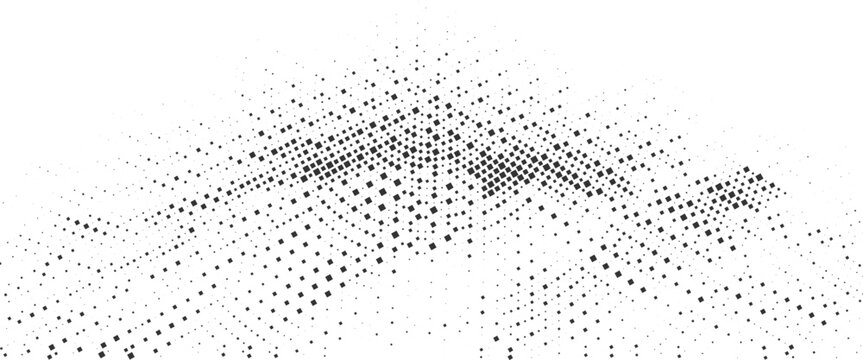 Abstract halftone dotted mountain shape pattern with gradient texture in black and white minimal geometric design for poster banner wallpaper and background