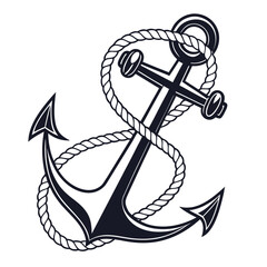 Black anchor with rope graphic on white background