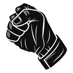 Black boxing glove fist silhouette on white vector
