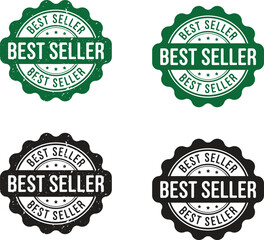 Best Seller Badge Set – Green and Black Premium Product Label Vector Illustration