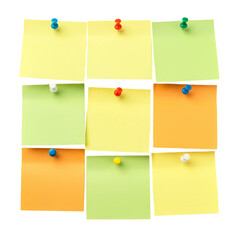 Colorful sticky notes isolated on white background, collection of vibrant adhesive memo papers for reminders, office organization, and creative planning, stationery and education concept