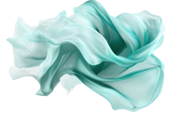 A flowing wave of mint green fabric captures elegance and movement in a seamless dance of texture and light, set against a soft, neutral backdrop, inspiring calm and serenity