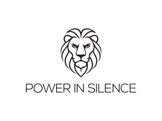 Minimal One Line Lion Face logo Vector – Geometric Black Line Art Animal t-shirt Design