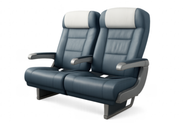 Airplane passenger seats for comfortable air travel on transparent background