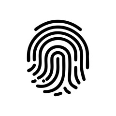 Fingerprint icon, concept of human identity, security, personal data, privacy, authentication. Vector flat line graphic symbol