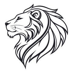 Black monoline lion head profile graphic animal wildlife