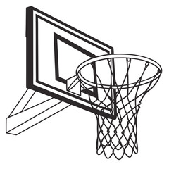 Black outline basketball hoop and net on white background © MST CHIN BANU BEGUM