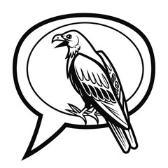 Black outline eagle inside speech bubble on white bird