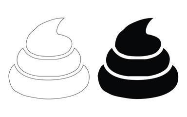 ice cream  icons one black silhouette and one outline isolated on white background