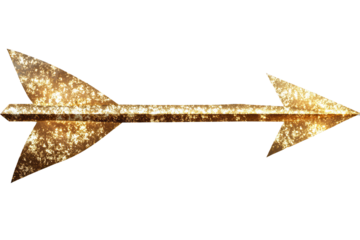 Glittering gold arrow pointing to the right on a checkered background symbolizing direction and progress in design or sign-making