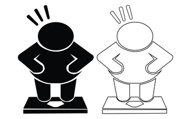 Two figures on scales silhouette isolated on white background