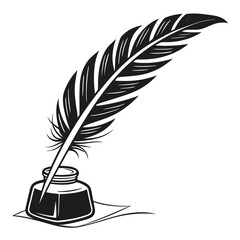 Black quill feather in ink pot on white background 1 © MST CHIN BANU BEGUM