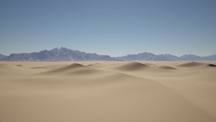 A breathtaking desert landscape with majestic mountains in the distance