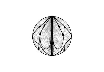 A single vector leaf icon and an orange basketball are isolated symbols of nature and sport