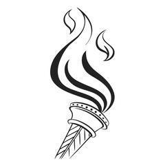 Black torch flame graphic on white background fire 2