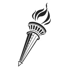 Black torch of freedom logo on white background symbol