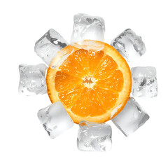 orange in ice cube
