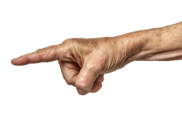 Elegant hand gesture of an aged individual pointing with grace during a thoughtful conversation near a window in soft afternoon light