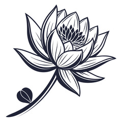 Dark blue lotus flower logo graphic vector