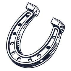 Dark horseshoe graphic with holes and lines luck symbol