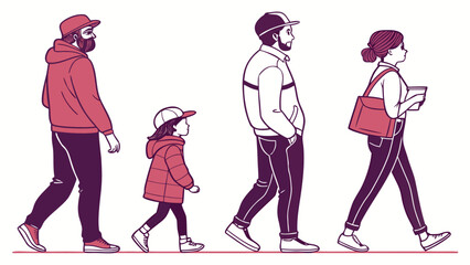 People in Different Poses Including Standing, Walking, Sitting, and Talking Outlined, Symbol for architecture and landscape drawing, Simple People line cad art