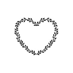 Vector art of heart shape wreath made of leaves