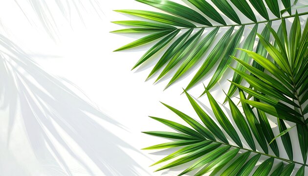 Tropical palm leaves on white background