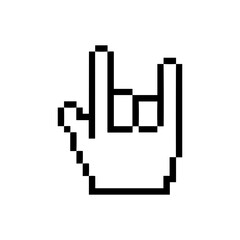 Pixel hand rock icon