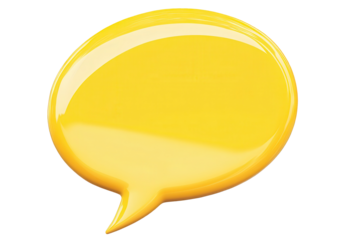 Bright yellow speech bubble isolated on transparent background perfect for communication and design projects