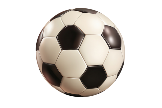Soccer ball on transparent background for use in sports designs and graphics