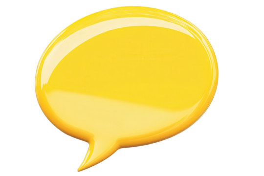 Bright yellow speech bubble isolated on transparent background perfect for communication and design projects