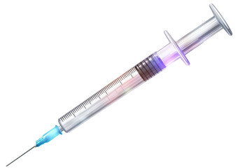 Realistic syringe with a shiny surface isolated against a bright background, showcasing its details and design for educational or health-related contexts