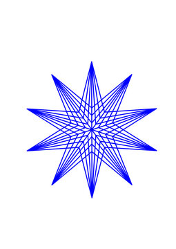 ten-pointed star made of complexly arranged blue lines, abstract vector graphic